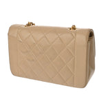 CHANEL シャネル ダイアナ チェーンショルダー 22cm ベージュ A01164 レディース ラムスキン ショルダーバッグ Bランク 中古 銀蔵