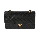 CHANEL シャネル チェーンショルダー 25cm Wフラップ ブラック A01112 レディース ラムスキン ショルダーバッグ ABランク 中古 銀蔵