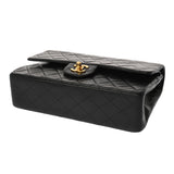 CHANEL シャネル チェーンショルダー 25cm Wフラップ ブラック A01112 レディース ラムスキン ショルダーバッグ ABランク 中古 銀蔵