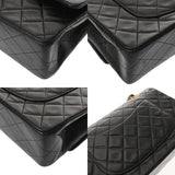 CHANEL シャネル チェーンショルダー 25cm Wフラップ ブラック A01112 レディース ラムスキン ショルダーバッグ ABランク 中古 銀蔵