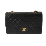 CHANEL シャネル チェーンショルダー 25cm Wフラップ ブラック A01112 レディース ラムスキン ショルダーバッグ ABランク 中古 銀蔵