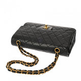 CHANEL シャネル チェーンショルダー 25cm Wフラップ ブラック A01112 レディース ラムスキン ショルダーバッグ ABランク 中古 銀蔵