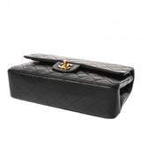 CHANEL シャネル チェーンショルダー 25cm Wフラップ ブラック A01112 レディース ラムスキン ショルダーバッグ ABランク 中古 銀蔵