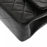 CHANEL シャネル チェーンショルダー 25cm Wフラップ ブラック A01112 レディース ラムスキン ショルダーバッグ ABランク 中古 銀蔵