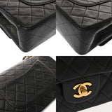 CHANEL シャネル チェーンショルダー 25cm Wフラップ ブラック A01112 レディース ラムスキン ショルダーバッグ ABランク 中古 銀蔵