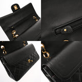 CHANEL シャネル チェーンショルダー 25cm Wフラップ ブラック A01112 レディース ラムスキン ショルダーバッグ ABランク 中古 銀蔵
