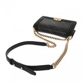 CHANEL シャネル チェーンショルダー 25 ブラック レディース レザー ショルダーバッグ ABランク 中古 銀蔵