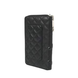 CHANEL シャネル カンボンライン ラウンドファスナー ブラック/ブラックエナメル A26710 レディース レザー 長財布 Bランク 中古 銀蔵