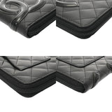 CHANEL シャネル カンボンライン ラウンドファスナー ブラック/ブラックエナメル A26710 レディース レザー 長財布 Bランク 中古 銀蔵