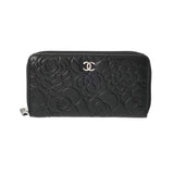 CHANEL シャネル ラウンドファスナーカメリア ブラック メンズ レザー 長財布 ABランク 中古 銀蔵
