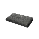 CHANEL シャネル ラウンドファスナーカメリア ブラック メンズ レザー 長財布 ABランク 中古 銀蔵
