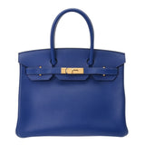 HERMES エルメス バーキン 30 ブルーエレクトリック □R刻印(2014年頃) レディース ヴォーエプソン ハンドバッグ Aランク 中古 銀蔵