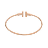 TIFFANY&Co. ティファニー Tワイヤーブレスレット ホワイトシェル レディース K18ピンクゴールド PG ブレスレット Aランク 中古 銀蔵