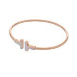 TIFFANY&Co. ティファニー Tワイヤーブレスレット ホワイトシェル レディース K18ピンクゴールド PG ブレスレット Aランク 中古 銀蔵