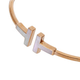 TIFFANY&Co. ティファニー Tワイヤーブレスレット ホワイトシェル レディース K18ピンクゴールド PG ブレスレット Aランク 中古 銀蔵