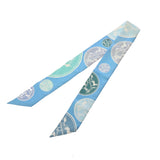 HERMES エルメス ツイリー EX LIBRIS ブルー/マルチ レディース シルク100％ スカーフ Bランク 中古 銀蔵