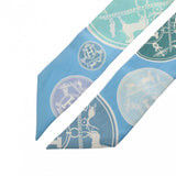 HERMES エルメス ツイリー EX LIBRIS ブルー/マルチ レディース シルク100％ スカーフ Bランク 中古 銀蔵