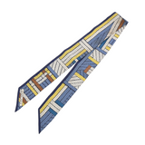 HERMES エルメス ツイリー TRESSES H ブルー/マルチ レディース シルク100％ スカーフ Bランク 中古 銀蔵