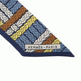 HERMES エルメス ツイリー TRESSES H ブルー/マルチ レディース シルク100％ スカーフ Bランク 中古 銀蔵