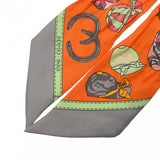 HERMES エルメス ツイリー JOCKEY オレンジ/マルチ レディース シルク100％ スカーフ Bランク 中古 銀蔵