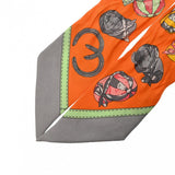 HERMES エルメス ツイリー JOCKEY オレンジ/マルチ レディース シルク100％ スカーフ Bランク 中古 銀蔵