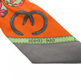 HERMES エルメス ツイリー JOCKEY オレンジ/マルチ レディース シルク100％ スカーフ Bランク 中古 銀蔵