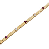 no brand ノーブランド ルビー 0.95ct ダイヤ 0.66ct レディース K18イエローゴールド YG ブレスレット Aランク 中古 銀蔵