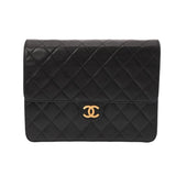 CHANEL シャネル マトラッセ プッシュロック チェーンショルダー 22cm ブラック レディース ラムスキン ショルダーバッグ ABランク 中古 銀蔵
