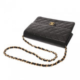 CHANEL シャネル マトラッセ プッシュロック チェーンショルダー 22cm ブラック レディース ラムスキン ショルダーバッグ ABランク 中古 銀蔵