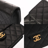 CHANEL シャネル マトラッセ プッシュロック チェーンショルダー 22cm ブラック レディース ラムスキン ショルダーバッグ ABランク 中古 銀蔵