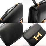 HERMES エルメス コンスタンス 3 ミニ 18 ミロワール ブラック B刻印(2023年頃) レディース ボックスカーフ ショルダーバッグ ABランク 中古 銀蔵