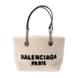 BALENCIAGA バレンシアガ デューティフリー スモールトートバッグ ホワイト/ブラック 759941 レディース ボア レザー トートバッグ Aランク 中古 銀蔵