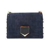 JIMMY CHOO ジミーチュウ LOCKETT PRETITE チェーンショルダー ブルー レディース デニム ショルダーバッグ Aランク 中古 銀蔵