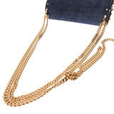 JIMMY CHOO ジミーチュウ LOCKETT PRETITE チェーンショルダー ブルー レディース デニム ショルダーバッグ Aランク 中古 銀蔵