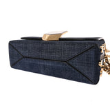 JIMMY CHOO ジミーチュウ LOCKETT PRETITE チェーンショルダー ブルー レディース デニム ショルダーバッグ Aランク 中古 銀蔵