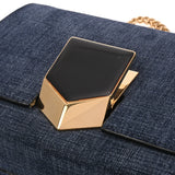 JIMMY CHOO ジミーチュウ LOCKETT PRETITE チェーンショルダー ブルー レディース デニム ショルダーバッグ Aランク 中古 銀蔵
