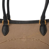 PRADA プラダ ロゴトート ベージュ レディース キャンバス レザー トートバッグ Bランク 中古 銀蔵