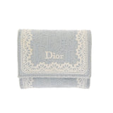 CHRISTIAN DIOR クリスチャンディオール Oblique Lotus ウォレット 水色 S2416PUKL_M259 レディース コットン シルク100％ テクニカルファブリック 三つ折り財布 Bランク 中古 銀蔵