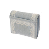 CHRISTIAN DIOR クリスチャンディオール Oblique Lotus ウォレット 水色 S2416PUKL_M259 レディース コットン シルク100％ テクニカルファブリック 三つ折り財布 Bランク 中古 銀蔵