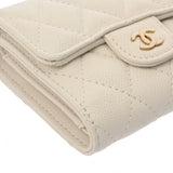 CHANEL シャネル クラシック スモールフラップウォレット ホワイト AP0229 レディース グレインドカーフスキン 三つ折り財布 ABランク 中古 銀蔵