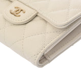 CHANEL シャネル クラシック スモールフラップウォレット ホワイト AP0229 レディース グレインドカーフスキン 三つ折り財布 ABランク 中古 銀蔵