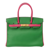 HERMES エルメス バーキン 30 SPオーダー バンブー/ローズティリアン R刻印(2014年頃) レディース ヴォーエプソン ハンドバッグ Aランク 中古 銀蔵