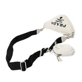 PRADA プラダ トライアングル ホワイト 1BH190 レディース パイル ショルダーバッグ Bランク 中古 銀蔵