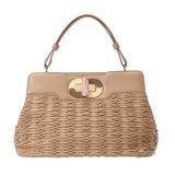 BVLGARI ブルガリ 2WAY ハンドバッグ ベージュ レディース レザー ハンドバッグ ABランク 中古 銀蔵