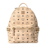MCM エムシーエム Stark サイドスタッズ バックパック ベージュ MMKEAVE15IG001 レディース レザー リュック・デイパック ABランク 中古 銀蔵