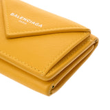 BALENCIAGA バレンシアガ ペーパーミニウォレット イエロー 391446 レディース レザー 三つ折り財布 ABランク 中古 銀蔵