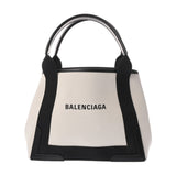 BALENCIAGA バレンシアガ ネイビーカバス S ホワイト/ブラック 339933 レディース キャンバス レザー ハンドバッグ Aランク 中古 銀蔵