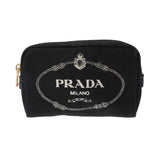 PRADA プラダ カナパロゴ ブラック ゴールド金具 1NA021 レディース キャンバス ポーチ Aランク 中古 銀蔵