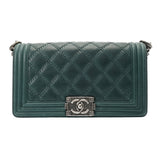 CHANEL シャネル ボーイシャネル チェーンショルダー 25cm グリーン A67086 レディース カーフスキン ショルダーバッグ ABランク 中古 銀蔵
