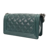 CHANEL シャネル ボーイシャネル チェーンショルダー 25cm グリーン A67086 レディース カーフスキン ショルダーバッグ ABランク 中古 銀蔵